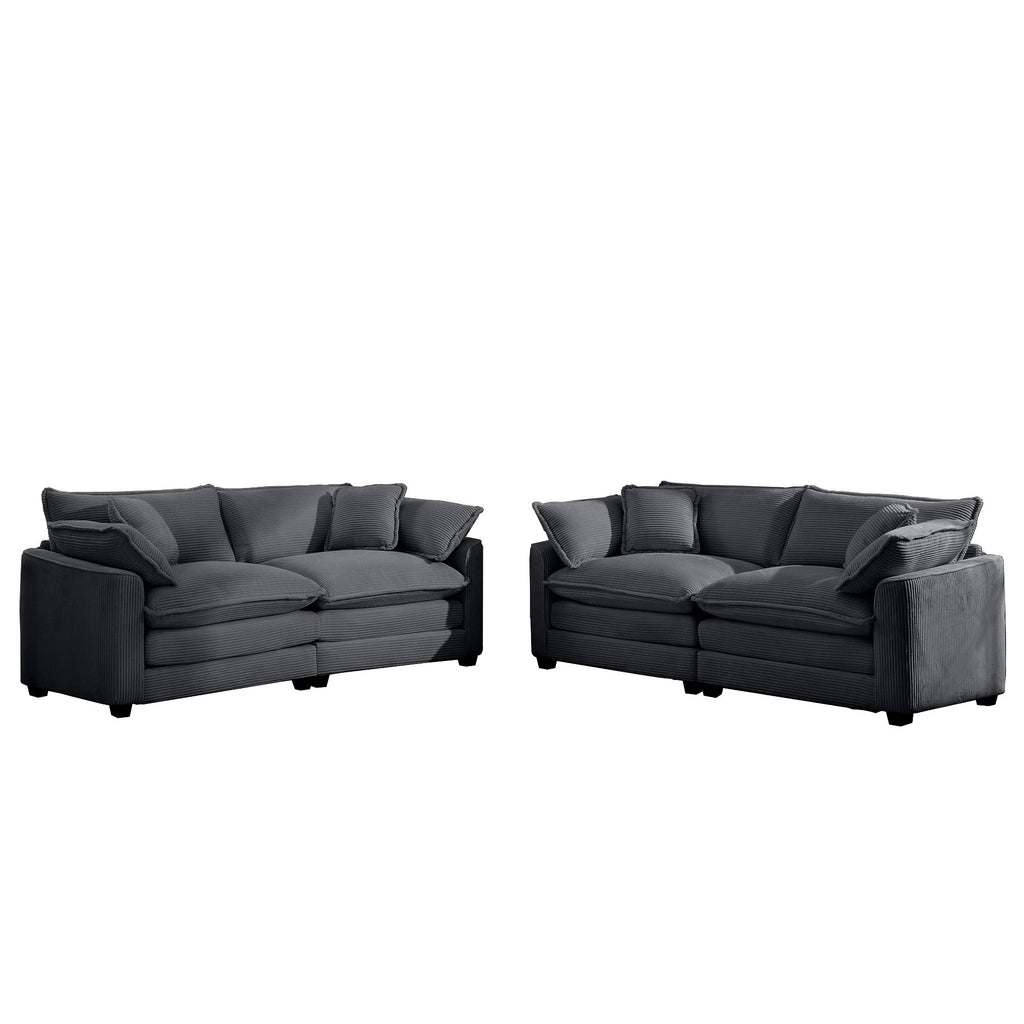 Elegant Corduroy Oversized Sectional Sofa Set With Deep Seats And Flexible Layout