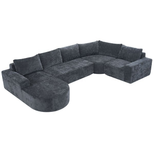 U-Shaped Oversized Modular Cloud Sectional Sofa With Deep Seat For Living Room