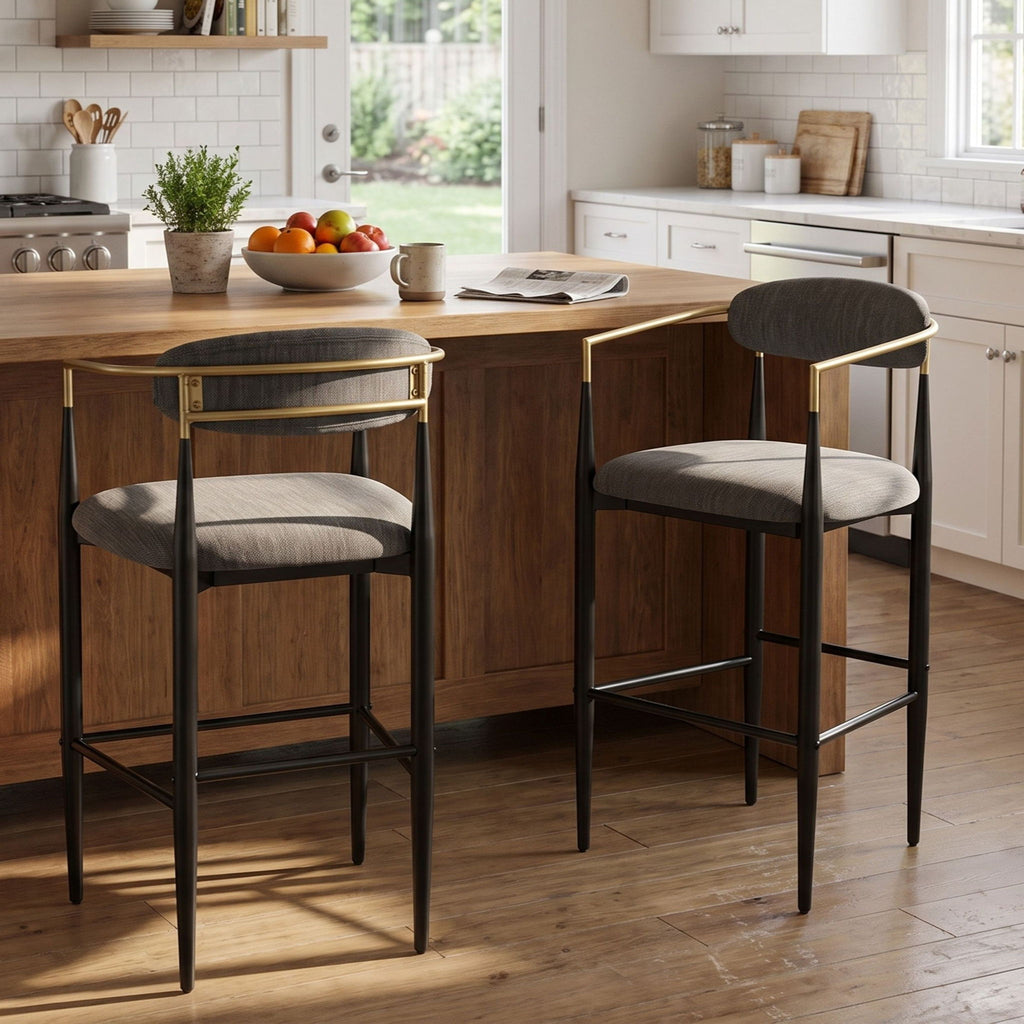 Modern Bar Stools With Armrests (Set of 2)