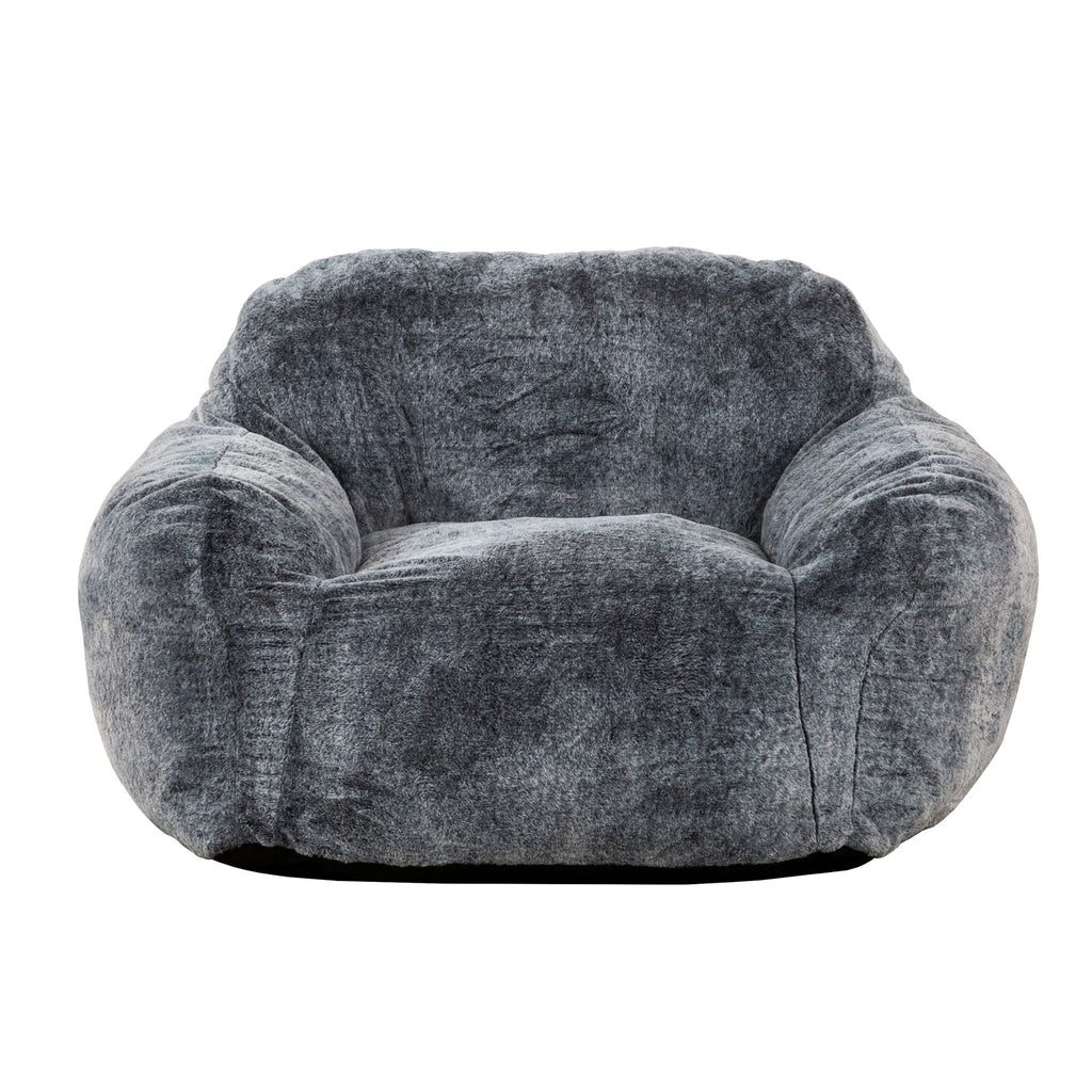 Living Room Bean Bag Sofa Chair With Memory Foam Fillings, Soft Upholstered Bean Bag Armchair - Black / Gray