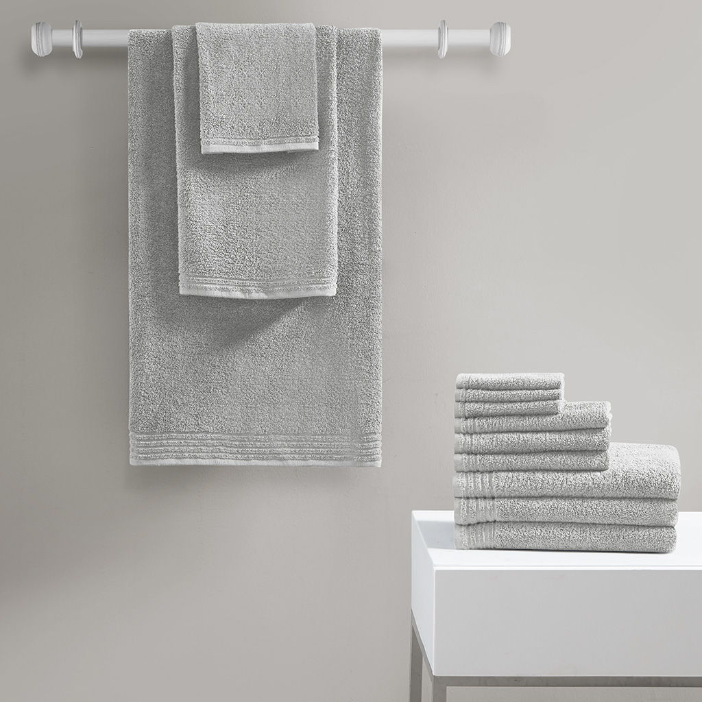 Big Bundle - Quick Dry 12 Piece Bath Towel Set - Silver