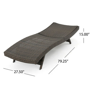 Salem - Wicker Chaise Lounge Adjustable Rattan Outdoor Chair Set - Brown Multi
