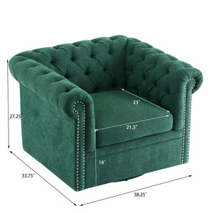 Chesterfield Swivel Club Chair With 360 Degree Rotation - Dark Green