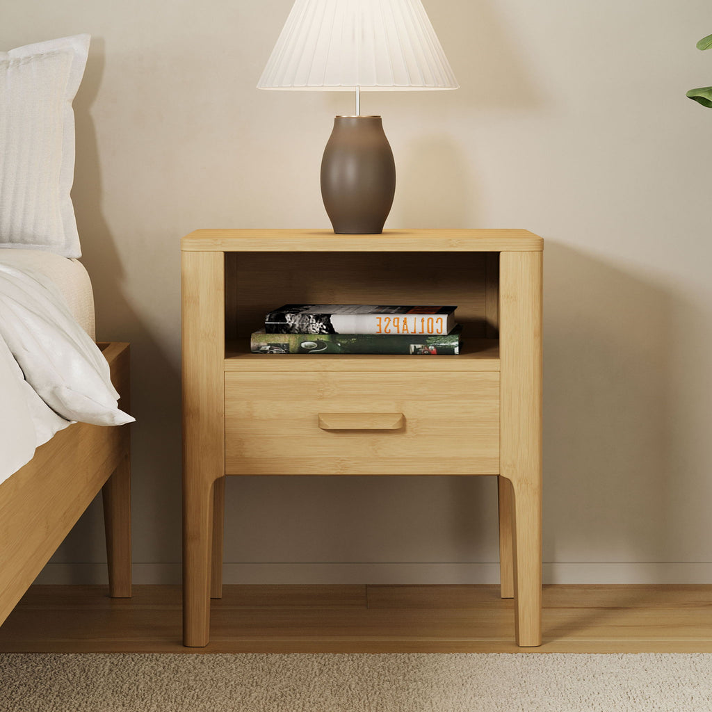 Modern Nightstand With Drawer And Open Shelf
