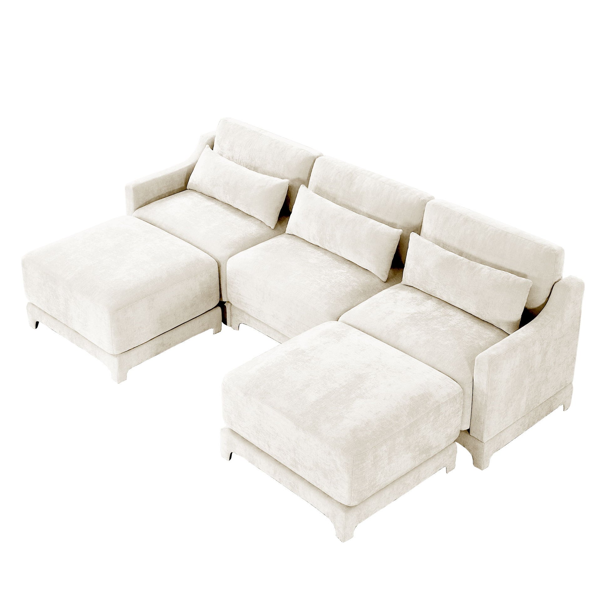 Stylish Sofa With Ottoman And Lumbar Pillows, Ergonomic Design