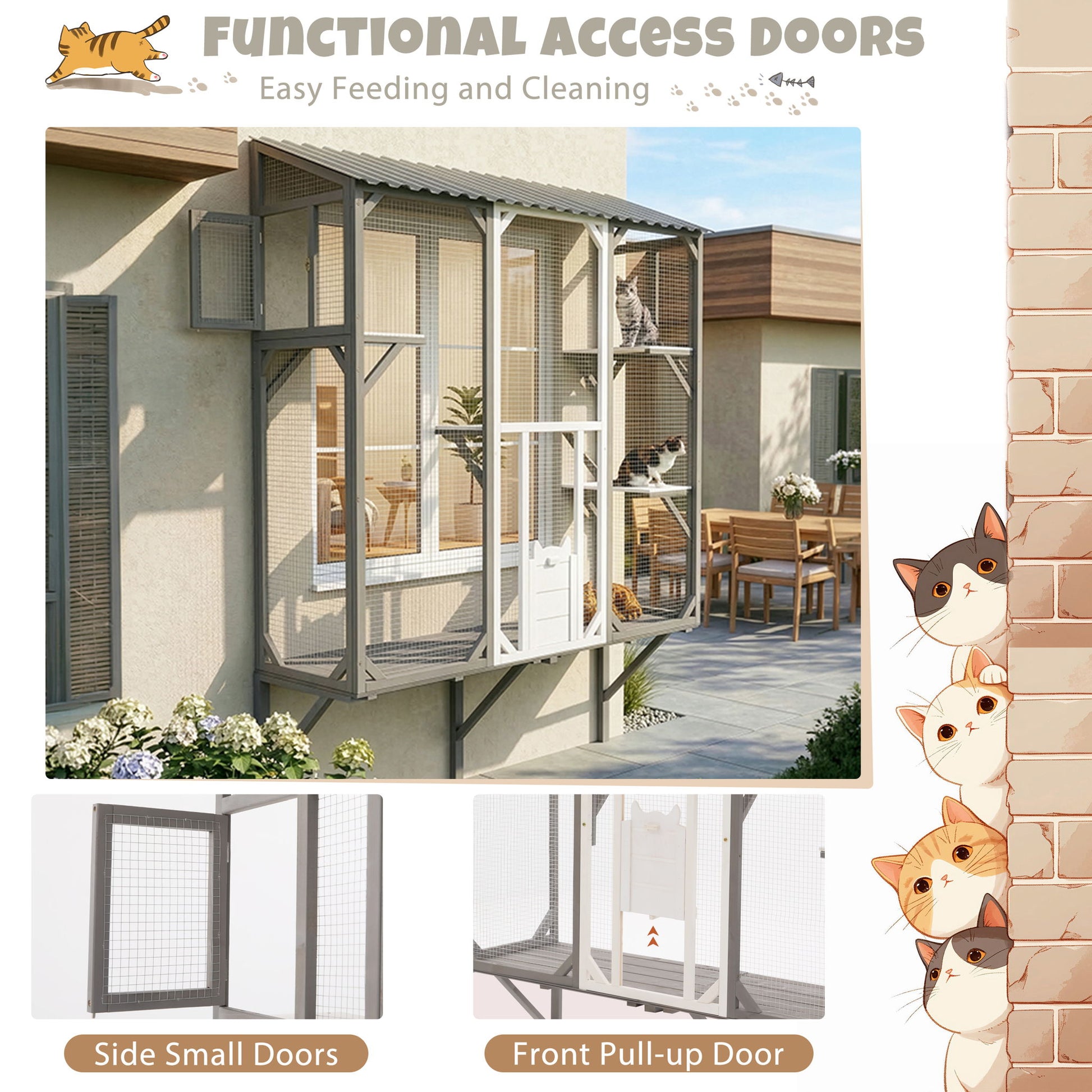 Outdoor Cat Catio With Platforms