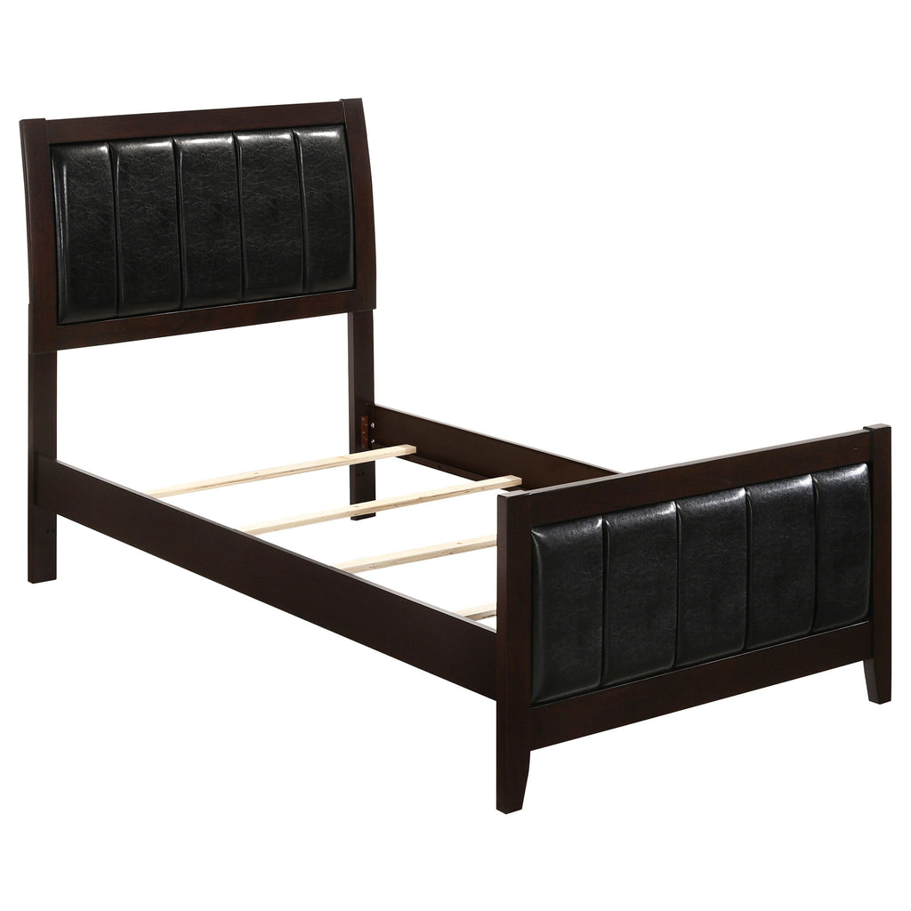 Twin Panel Bed With Headboard And Tapered Legs - Brown