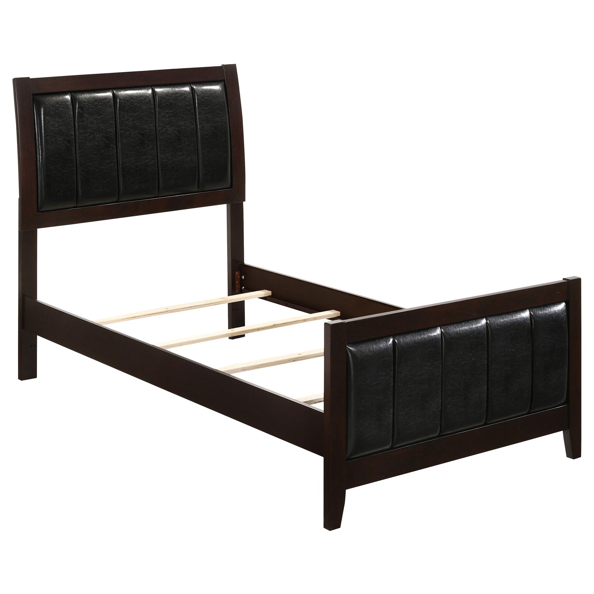 Twin Panel Bed With Headboard And Tapered Legs - Brown