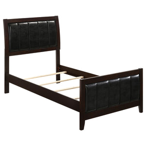 Twin Panel Bed With Headboard And Tapered Legs - Brown
