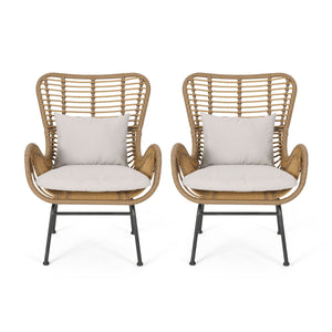 Modern Aesthetic Outdoor Rattan Accent Chair With Metal Legs