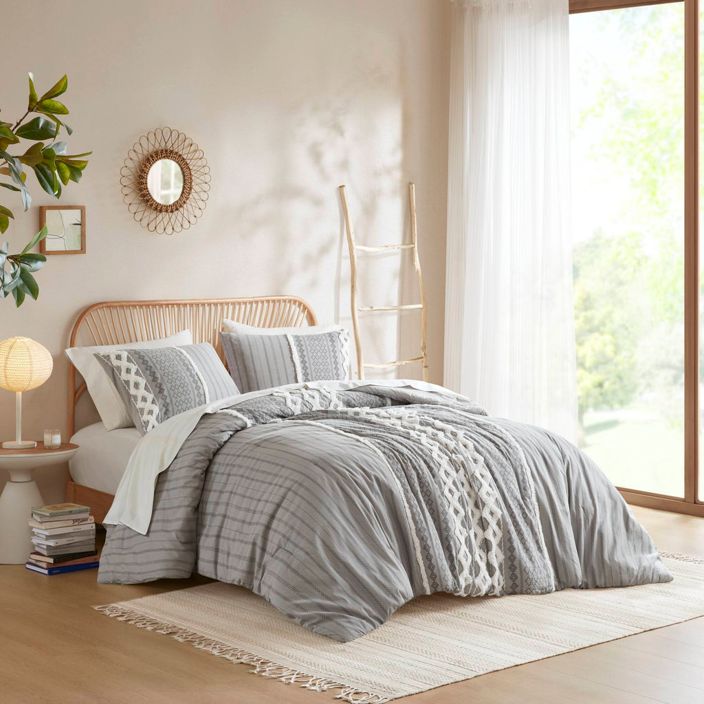 Imani - Printed Comforter Set With - Gray
