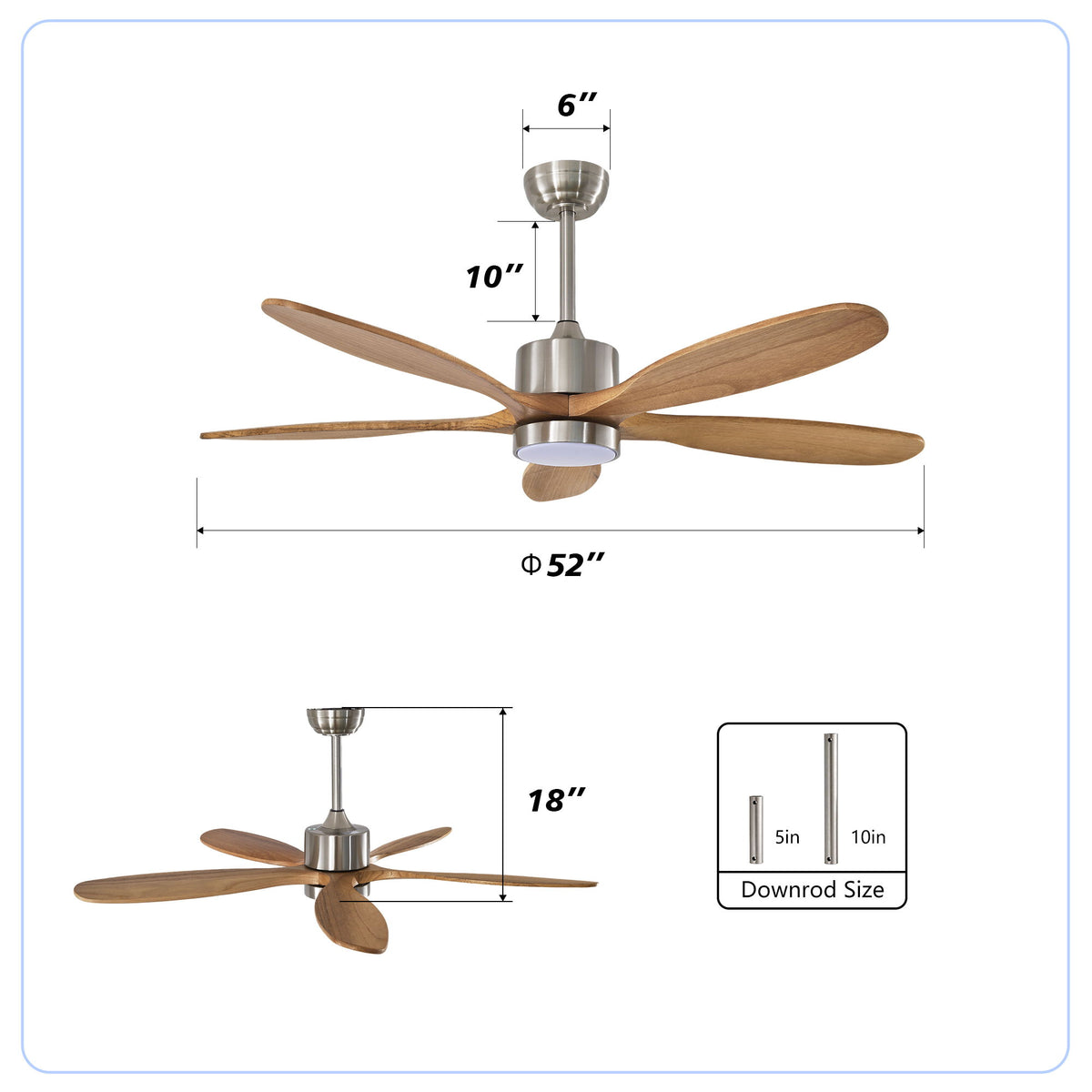 Ceiling Fan With Lights Quiet DC Motor Ceiling Fans 6 Speed Levels - Nickel