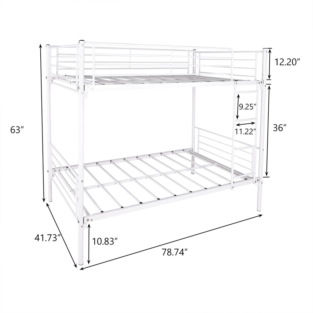 Space Saving Bunk Bed With Metal Frame And Ladder