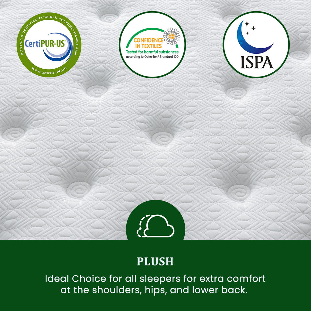 Snooze Mattress Company Glacier - 12" Euro Top Medium Hybrid Mattress With Independently Encased Coils & Gel Memory Foam