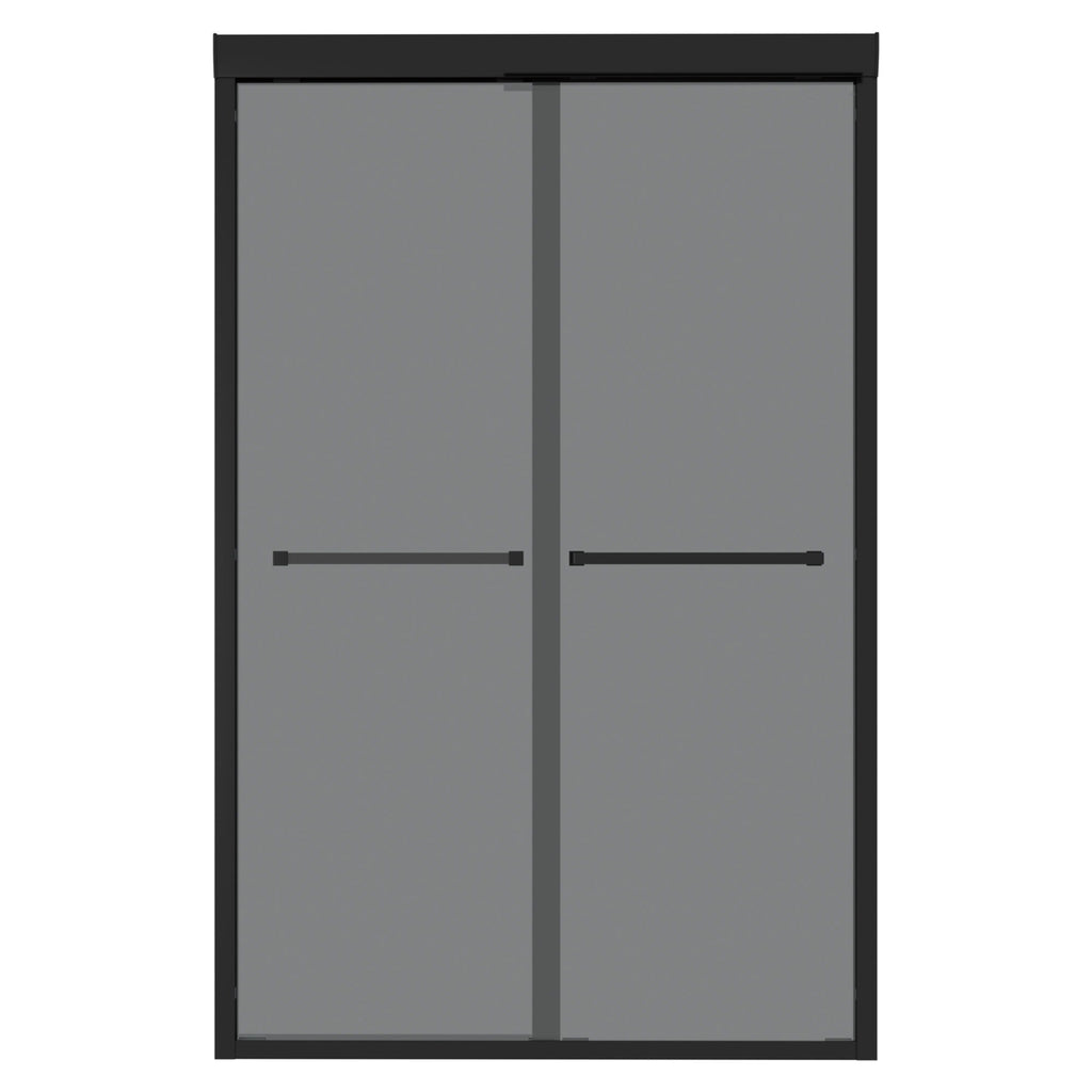 Double Sliding Glass Shower Door 8Mm Tempered Glass With Stainless Steel Frame - Matte Black