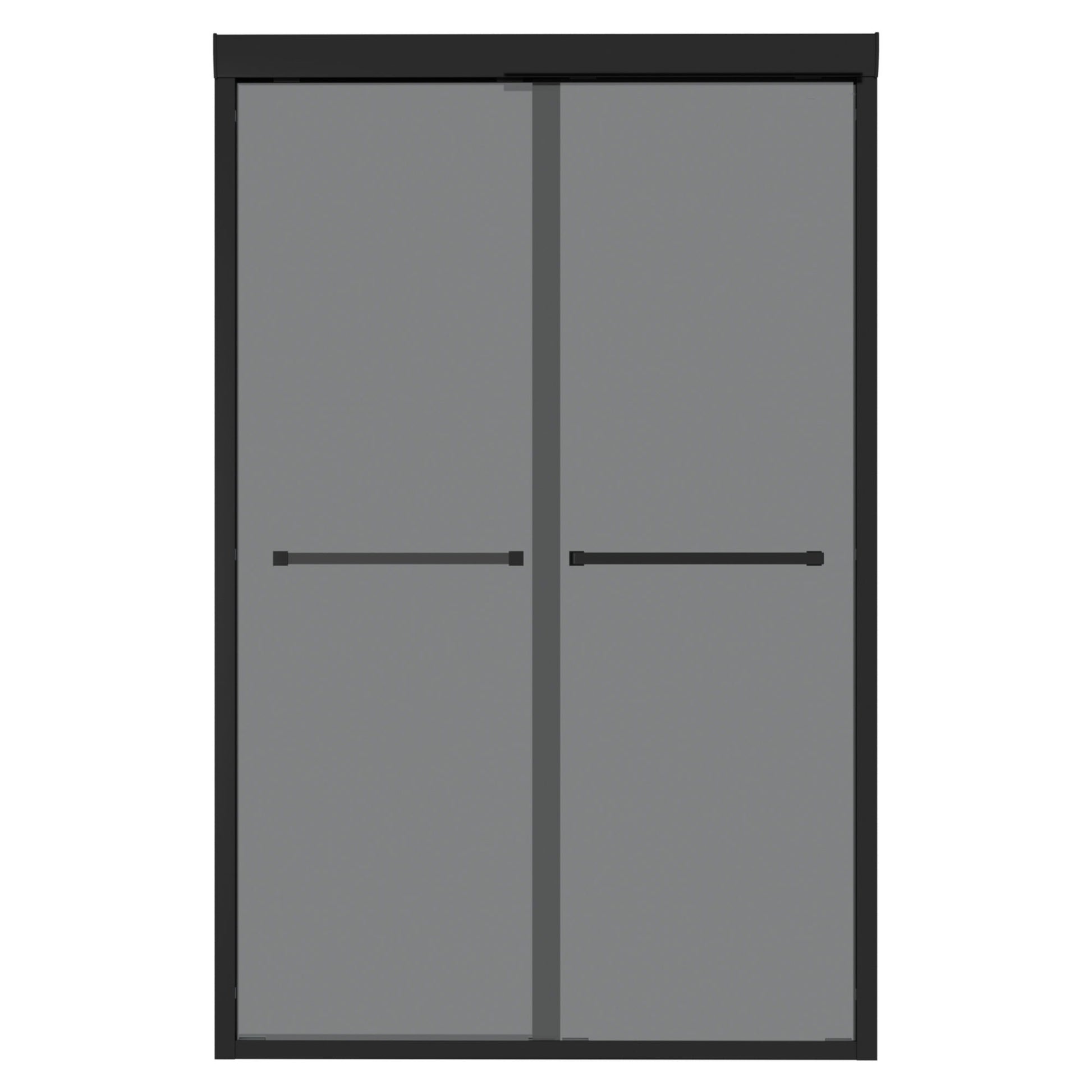 Double Sliding Glass Shower Door 8Mm Tempered Glass With Stainless Steel Frame - Matte Black