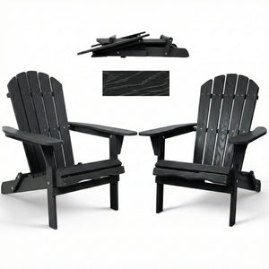 Folding Adirondack Lounge Chair With Embossed Grain Texture