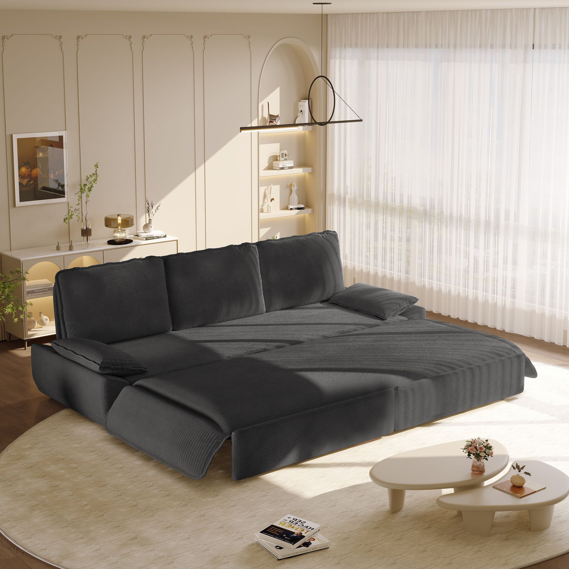 King Size Pull Out Sofa Bed, 3 In 1 Convertible Multifunctional
