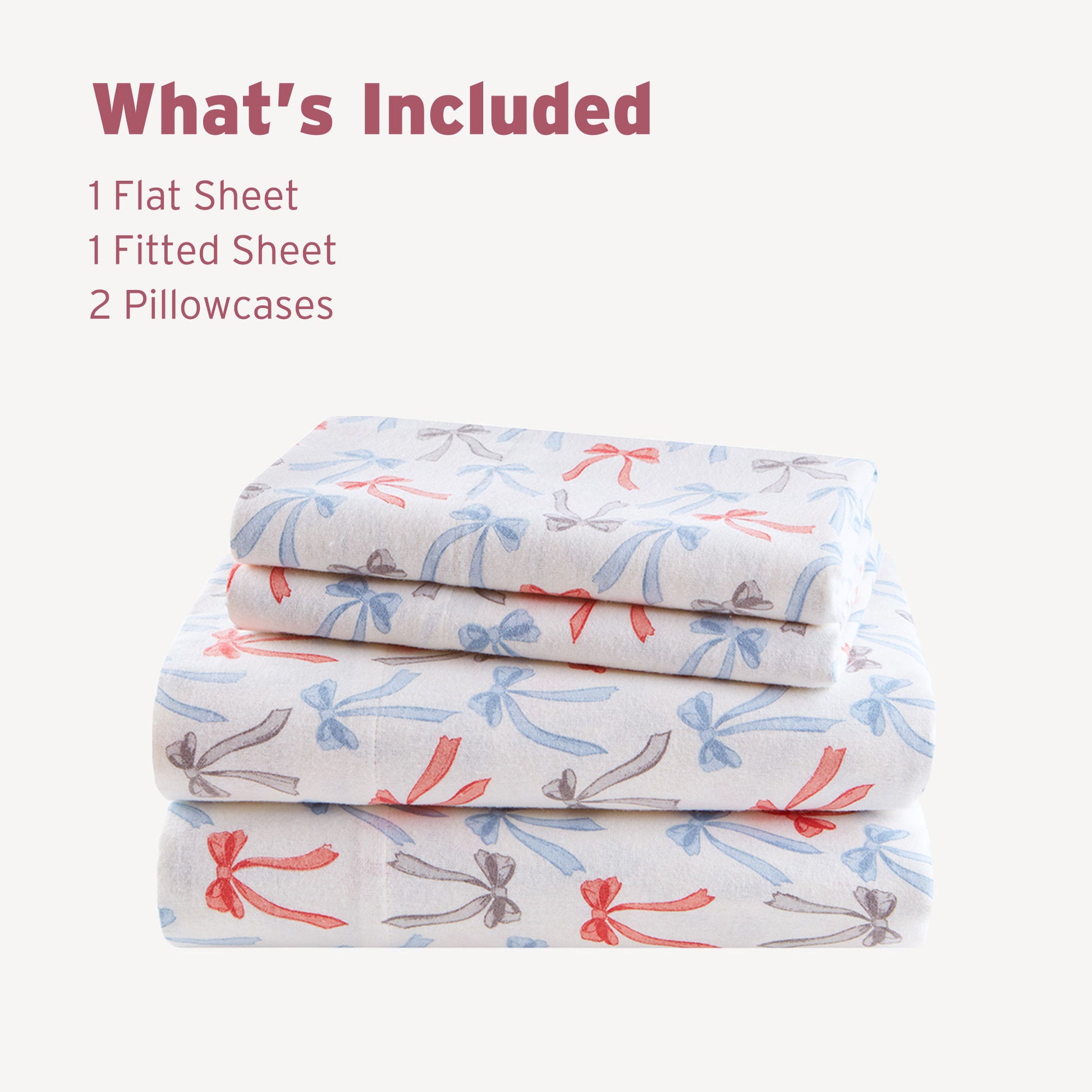 Cozy Soft - Queen 100% Flannel Pigment Printed Sheet Set - Happy Bows