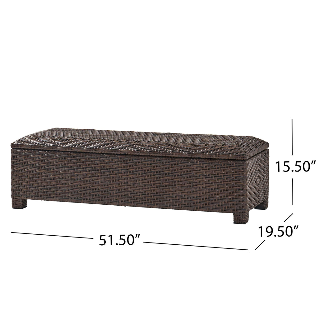 Santiago - Wicker Storage Bench - Brown Multi