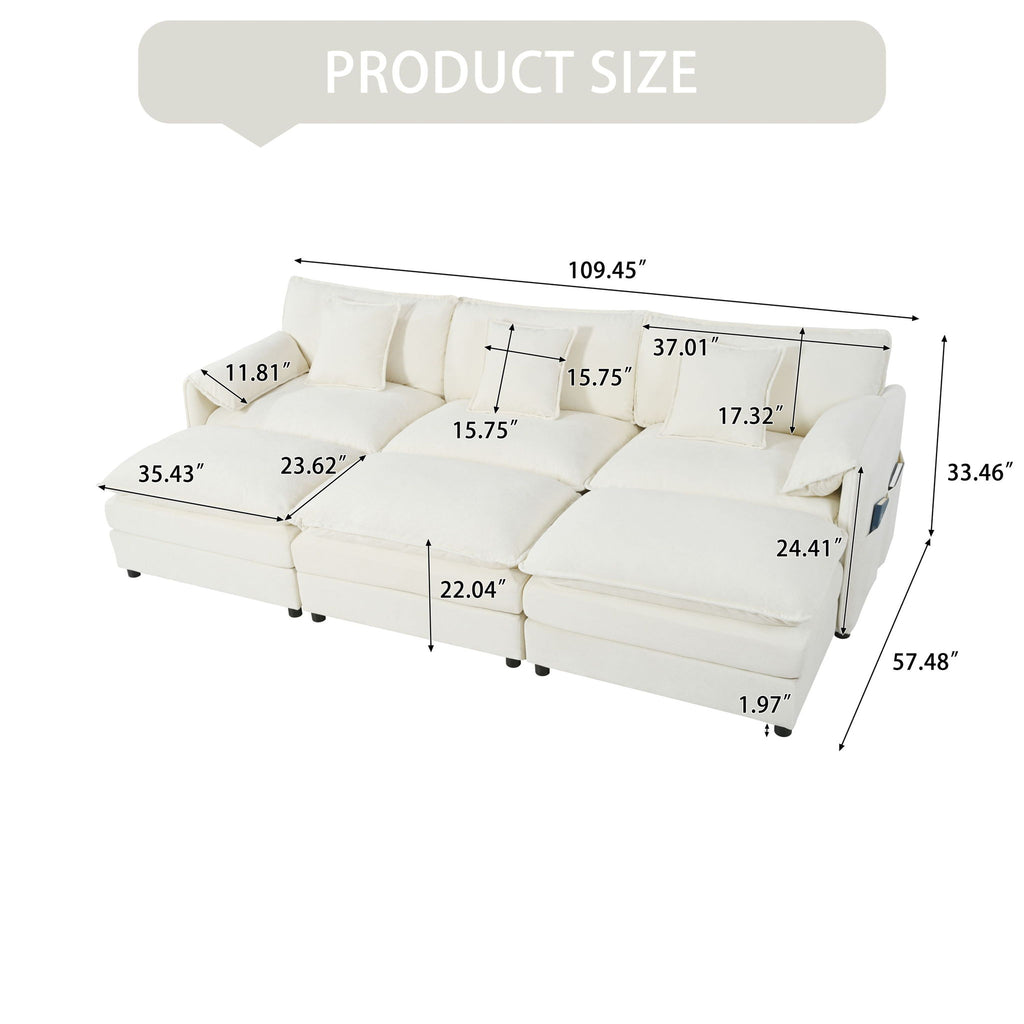 Modern Comfy Deep Seat Modular Sectional Sofa Cloud Couch With Ottoman