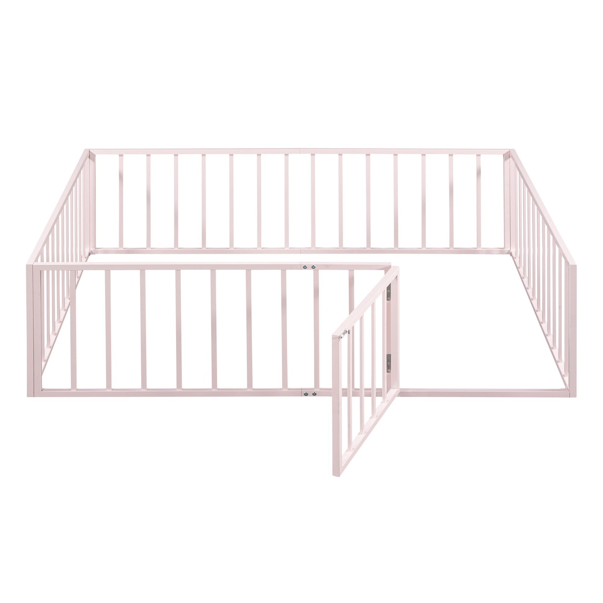 Metal Floor Bed Frame With Fence And Door