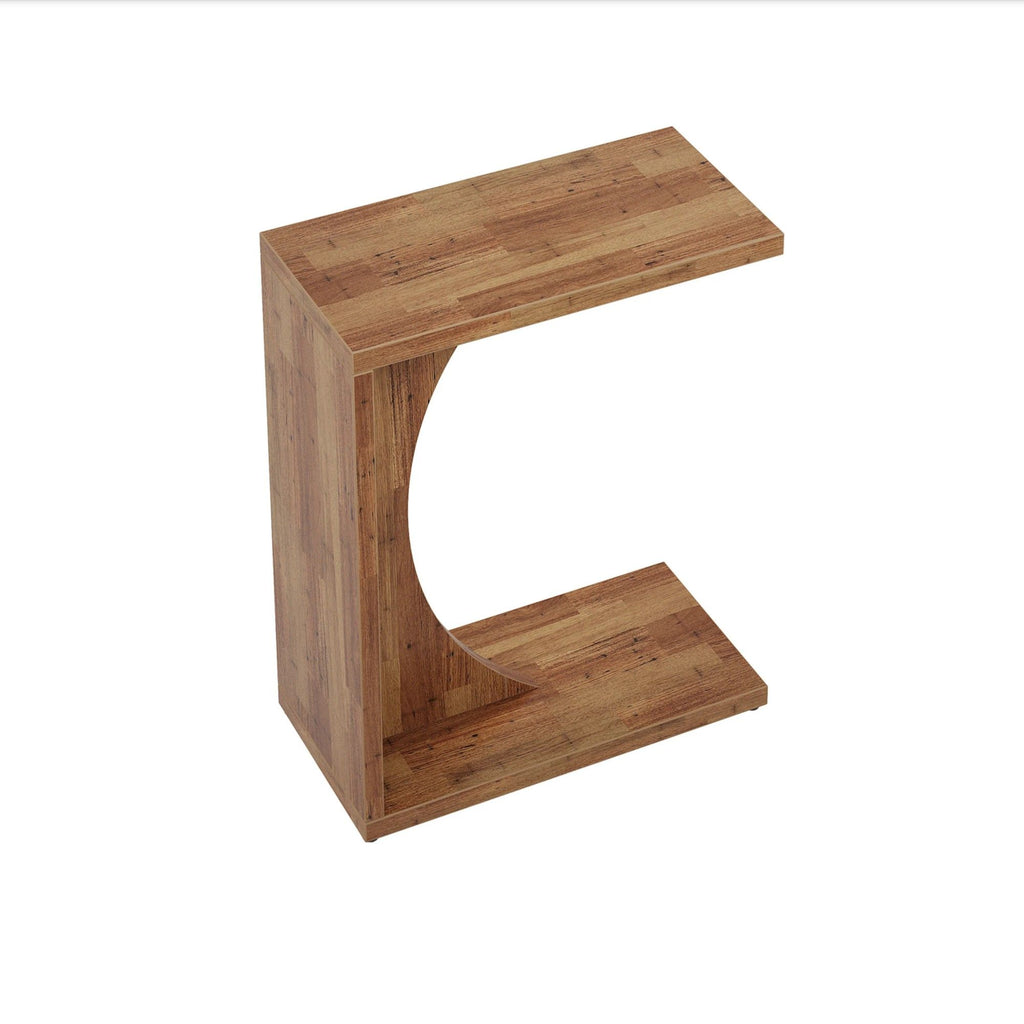 C - Shaped End Table For Couch - Rustic Brown