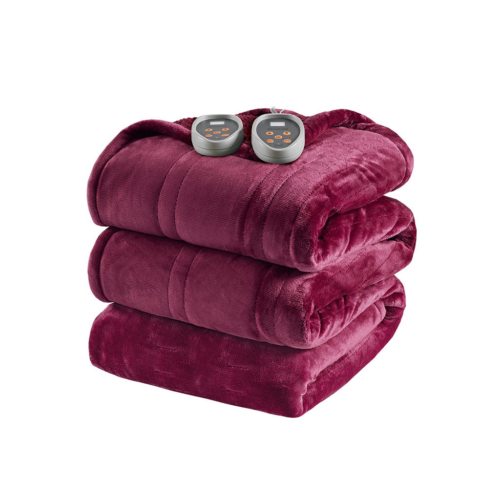 Heated Microlight to Berber - King Blanket - Red
