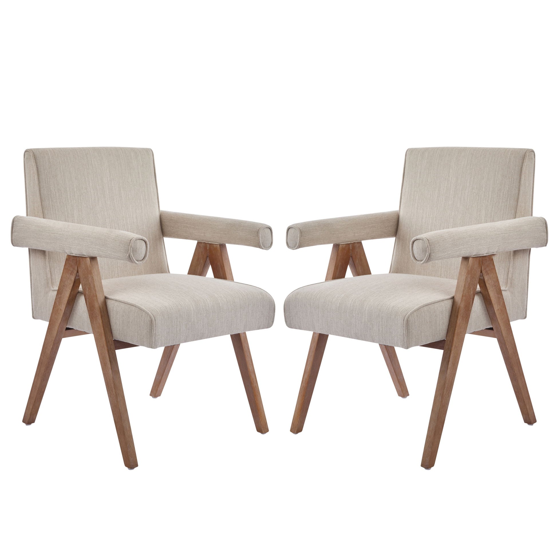 Contemporary Poppy Fabric Dining Armchair With Rubberwood Legs