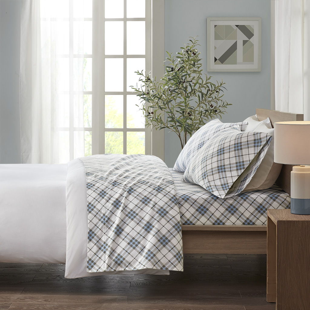 Cozy Flannel - Twin Sheet Set - Blue Plaid