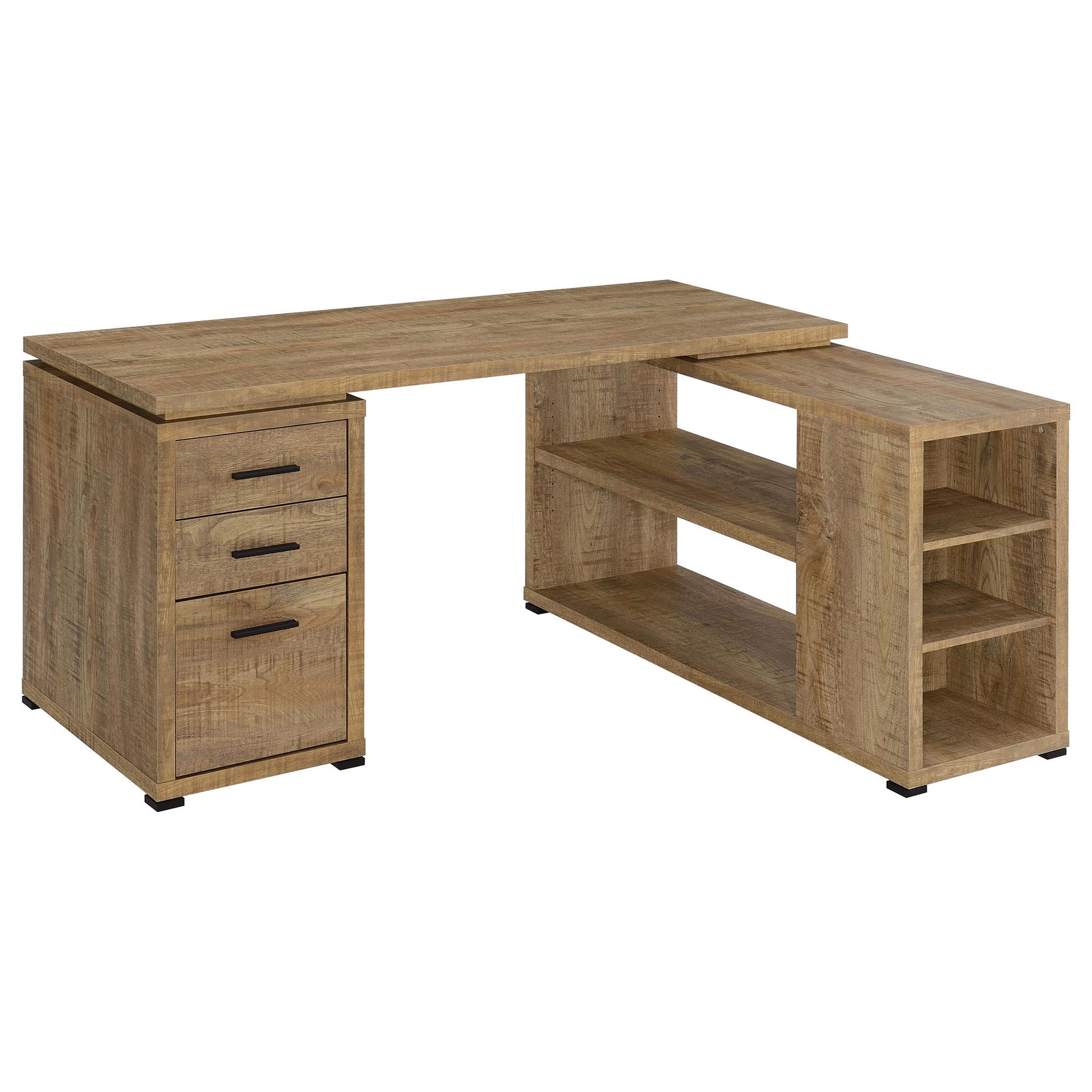 Caelum - L - Shaped Computer Desk With 3 Drawers - Mango Color