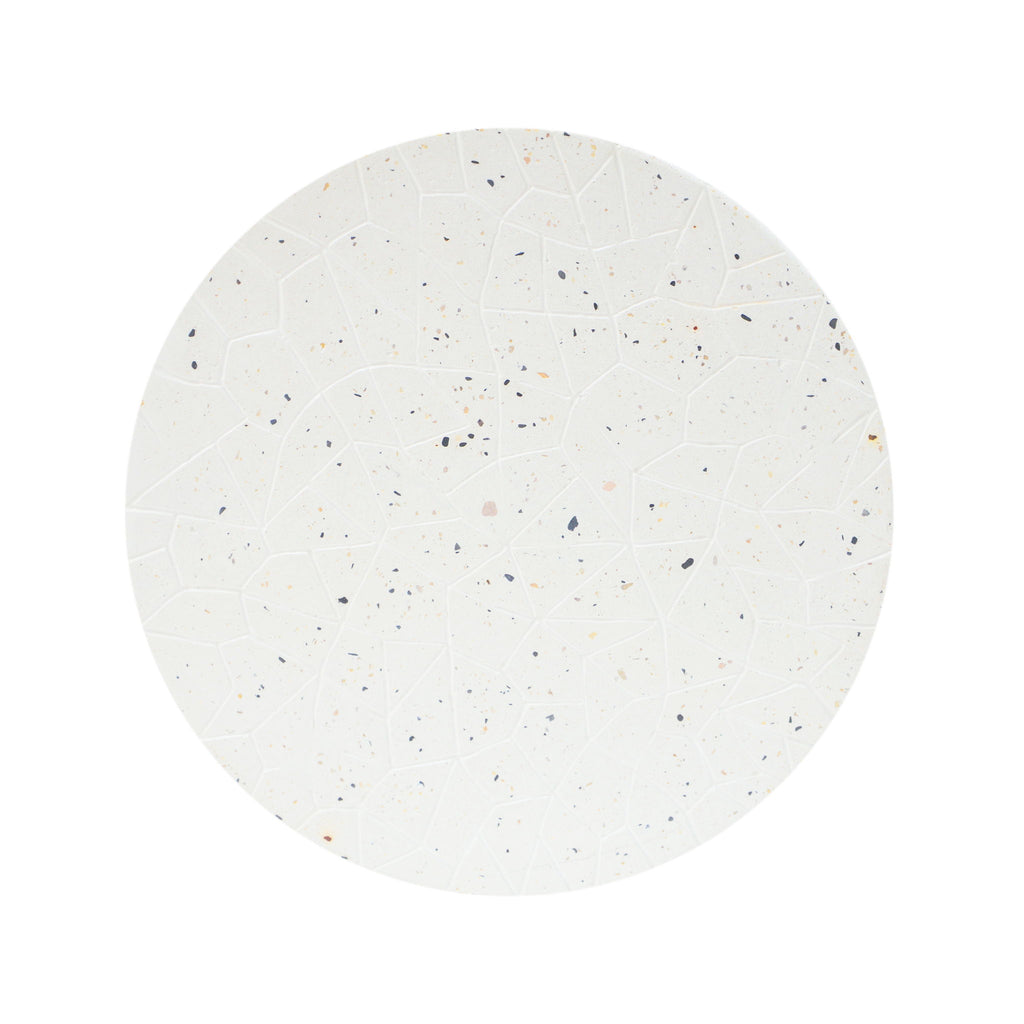 Outdoor Terrazzo Concrete Drum End Table, Living Room Accent Table - White Terrazzo