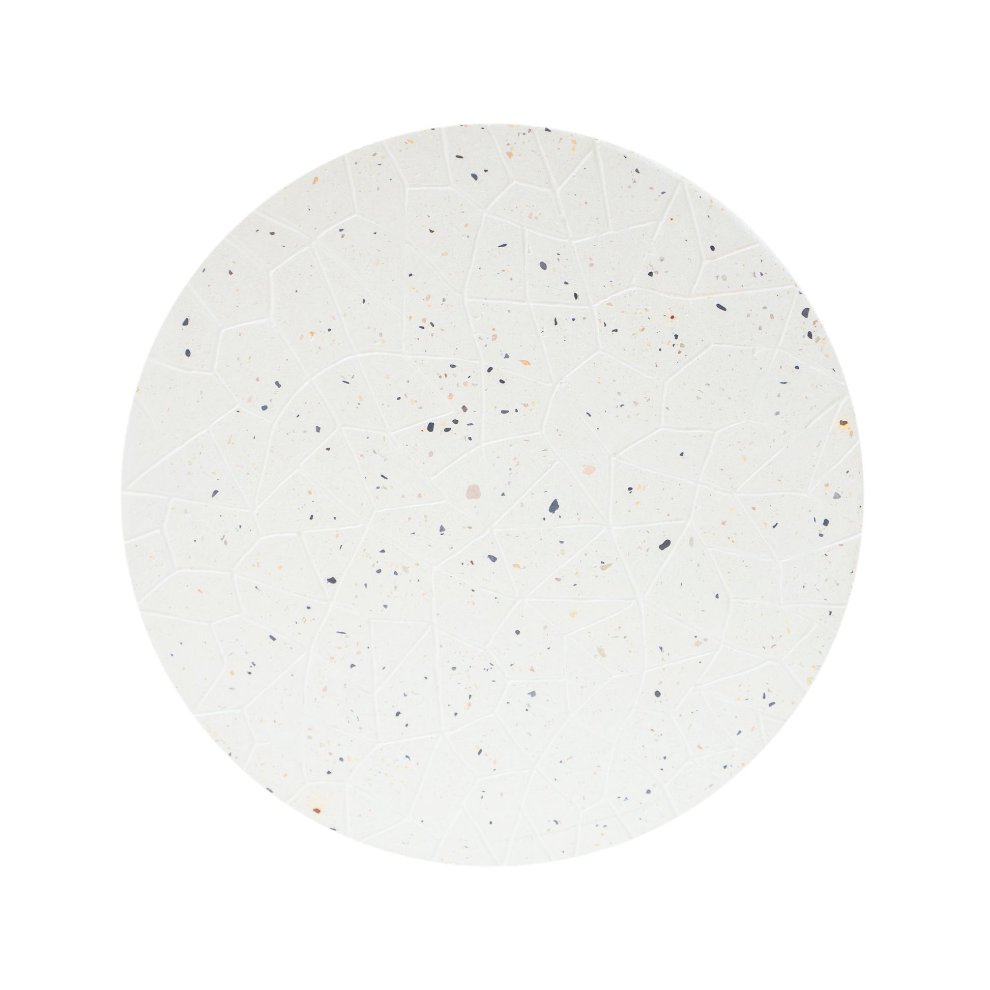 Outdoor Terrazzo Concrete Drum End Table, Living Room Accent Table - White Terrazzo