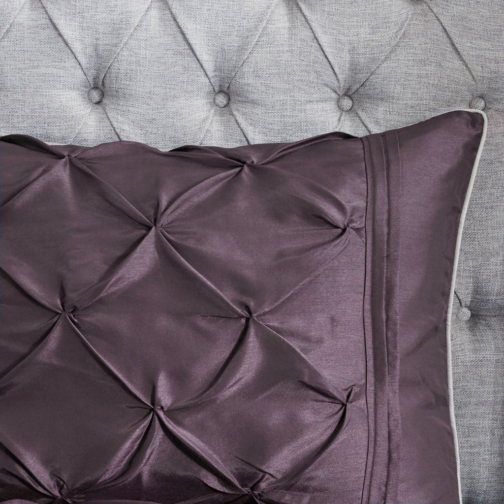 Laurel - Queen 7 Piece Tufted Comforter Set - Plum
