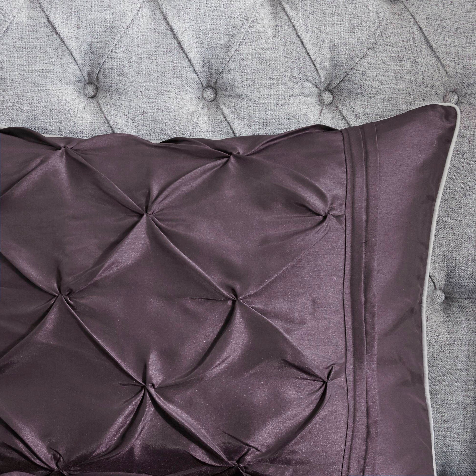 Laurel - Queen 7 Piece Tufted Comforter Set - Plum