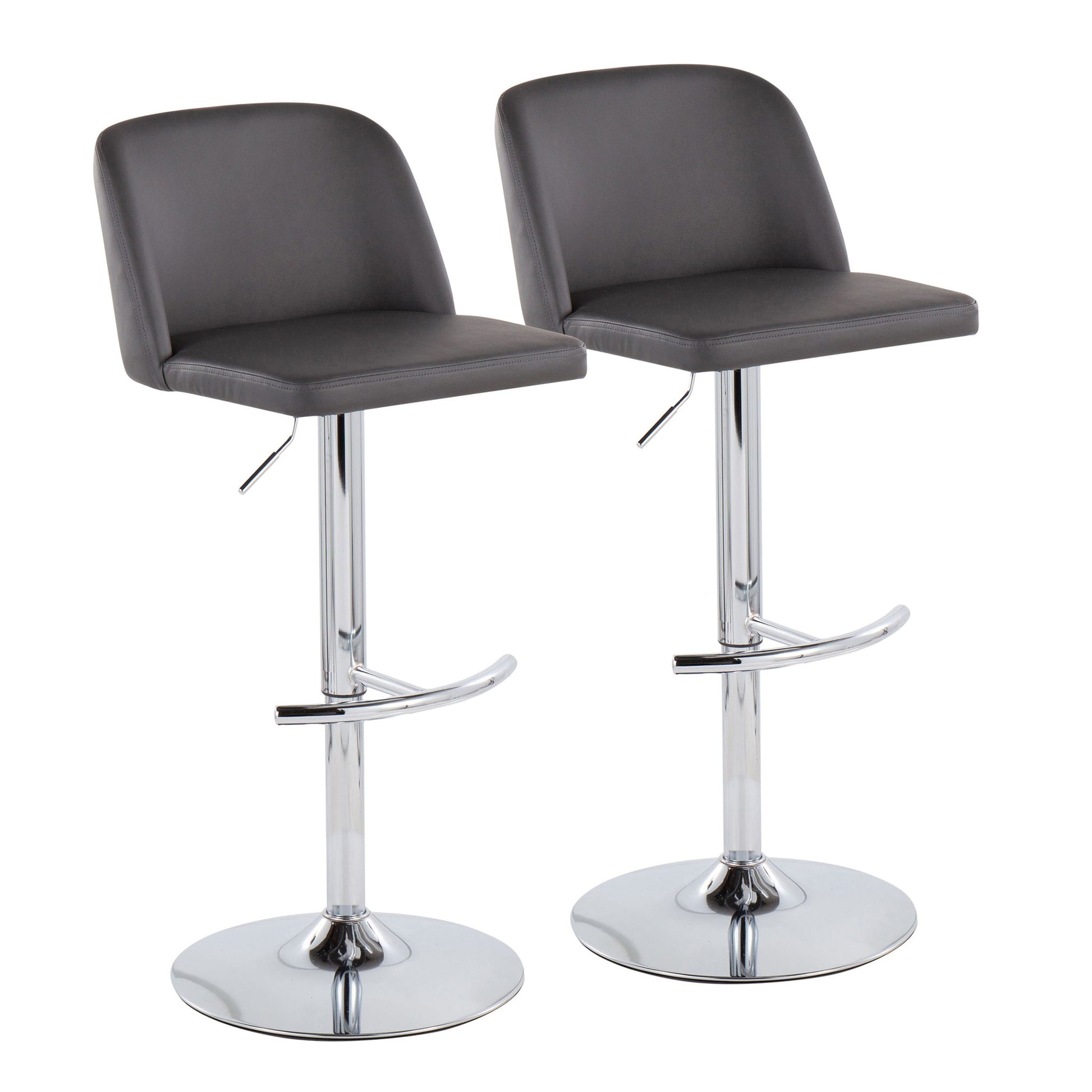 Toriano - Contemporary Adjustable Barstool With Swivel & Rounded T Footrest (Set of 2)
