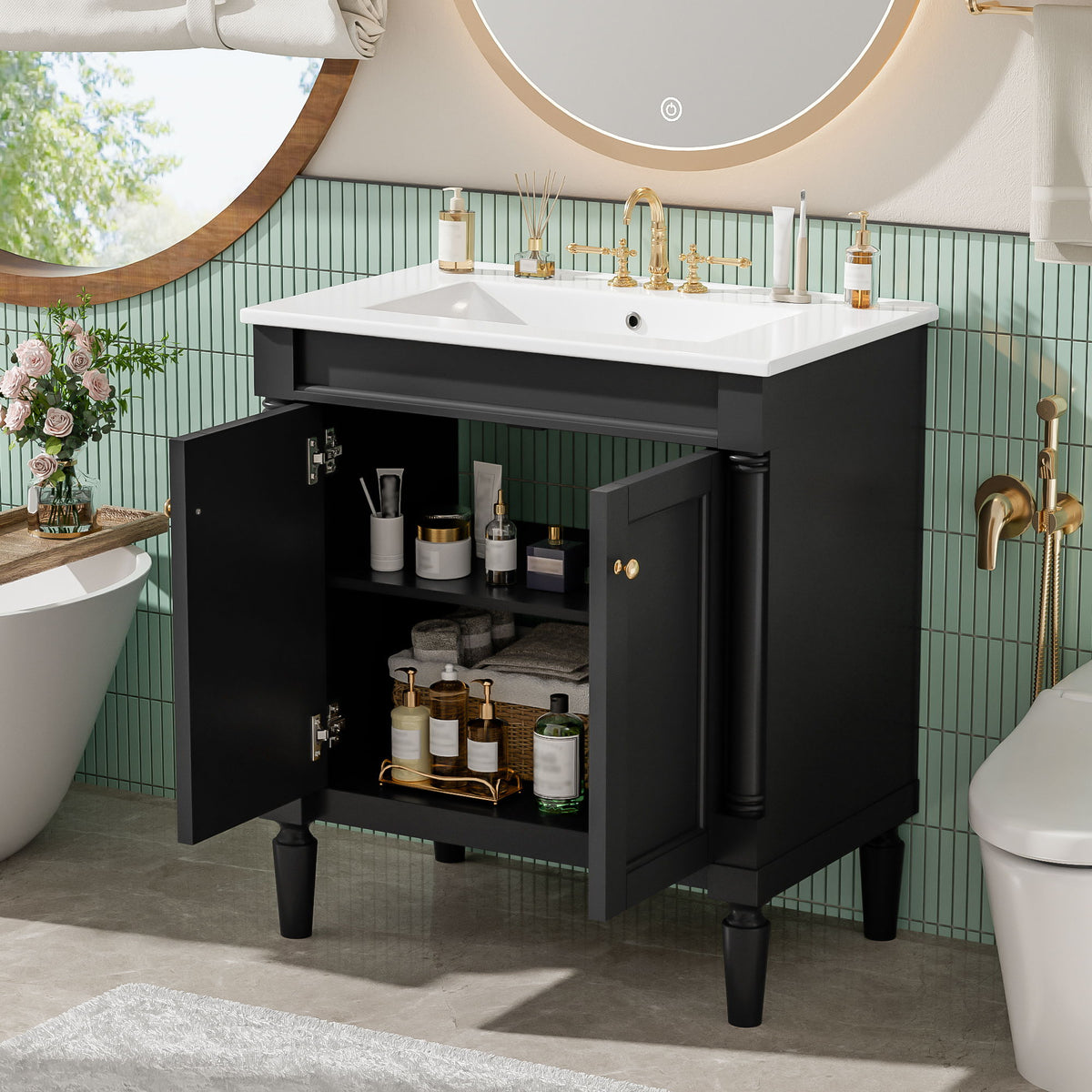 Bathroom Vanity Cabinet With Sink, Soft Close Doors, Storage Cabinet
