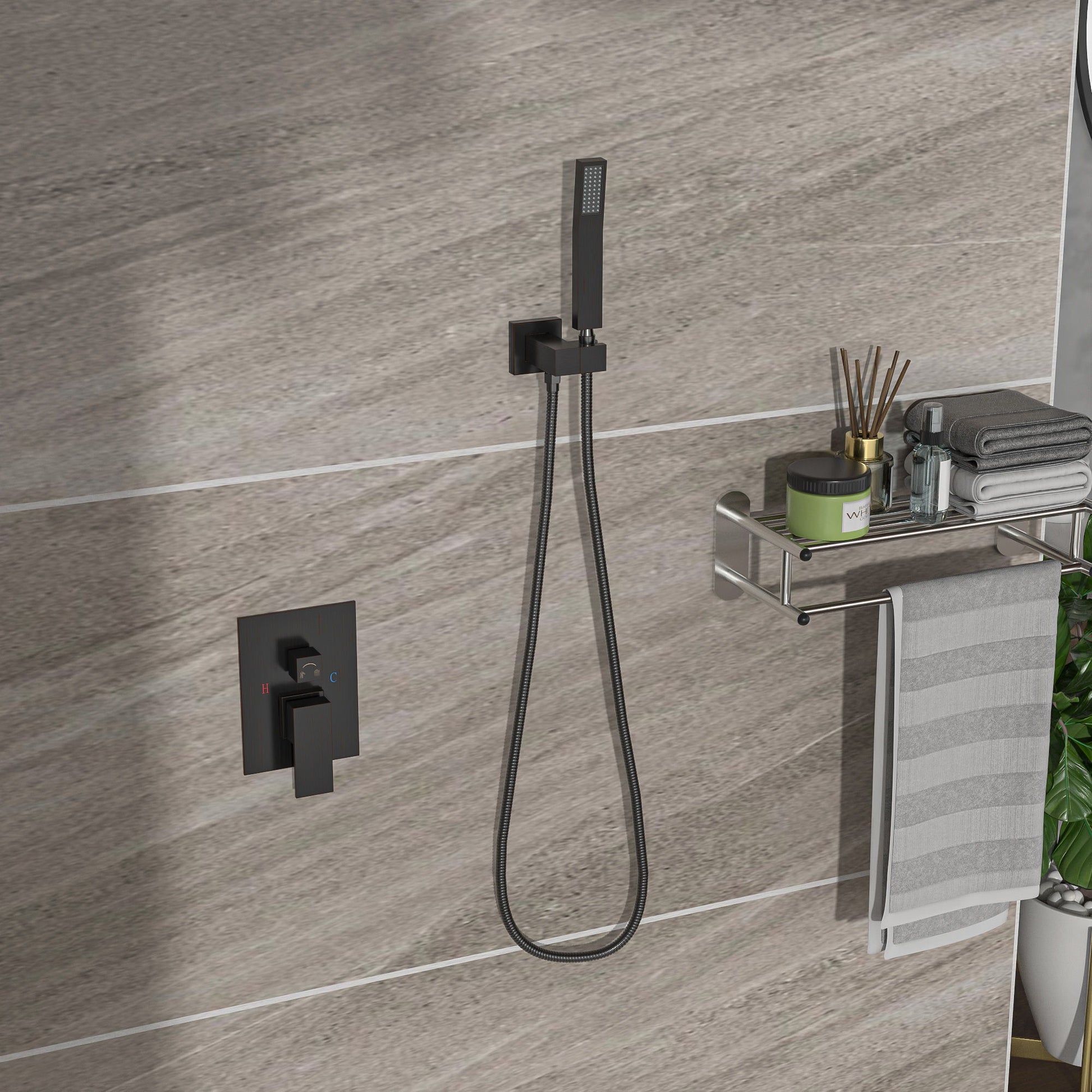 Dual Shower Head System With Ceiling Mount And Rough In Valve