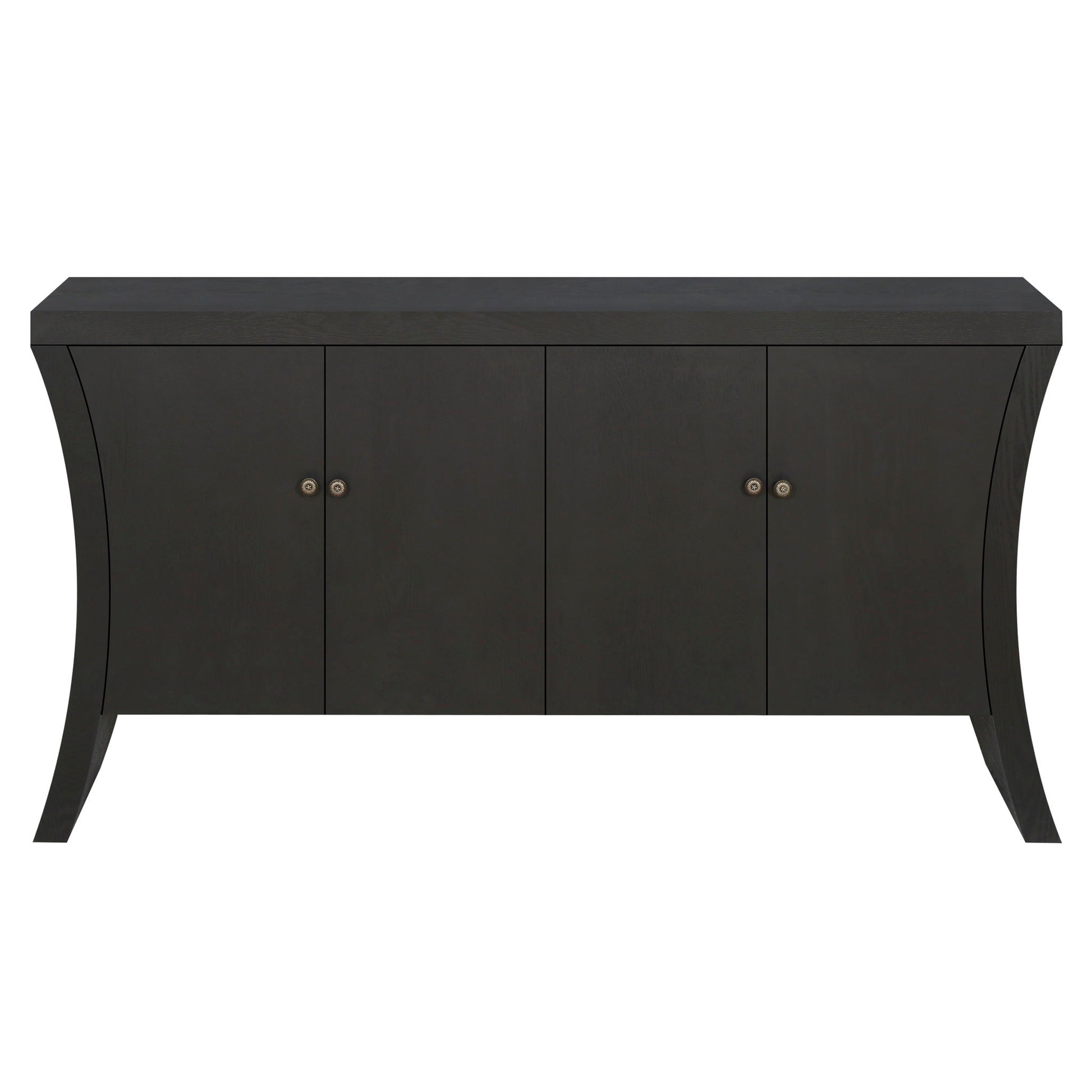 Refined Industrial 4 Door Credenza With Arc Legs & Clasps