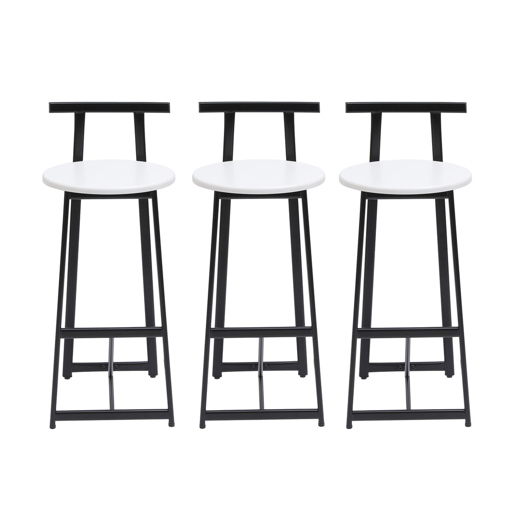 Modern Bar Stools With Backrest For Kitchen (Set of 3)