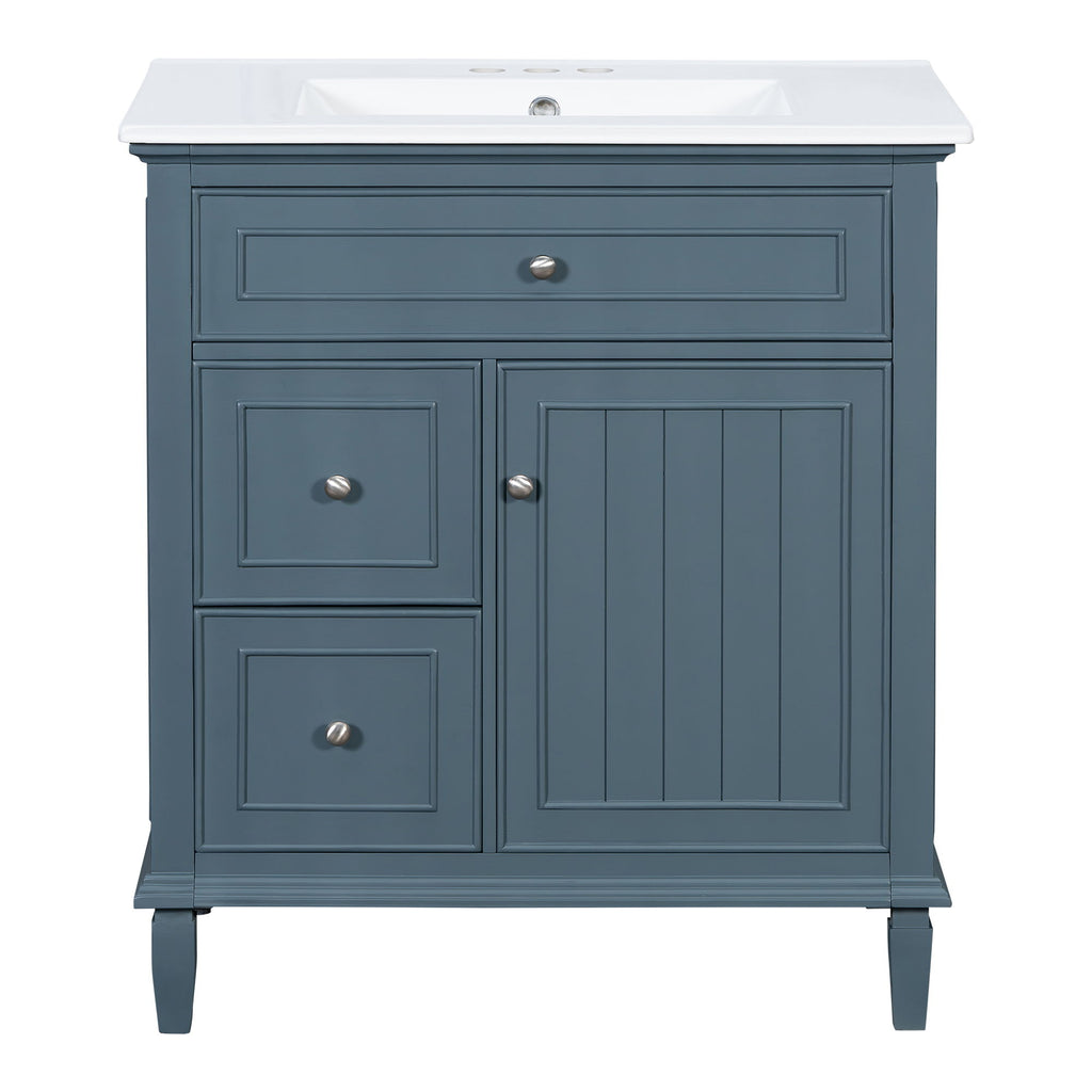 Modern Bathroom Vanity With Sink, Adjustable Shelf, Flip Drawer & 2 Drawers