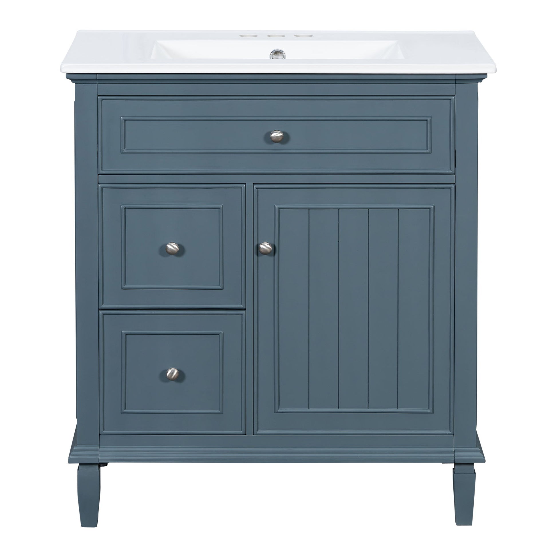 Modern Bathroom Vanity With Sink, Adjustable Shelf, Flip Drawer & 2 Drawers
