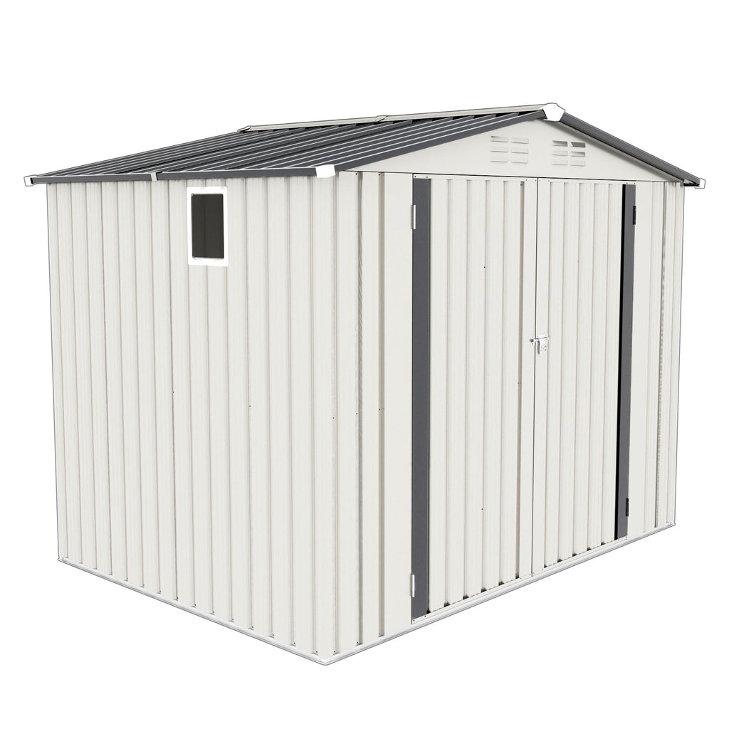 Garden Tool Shed Metal Storage Shed With Peaked Roof Waterproof Lockable Door