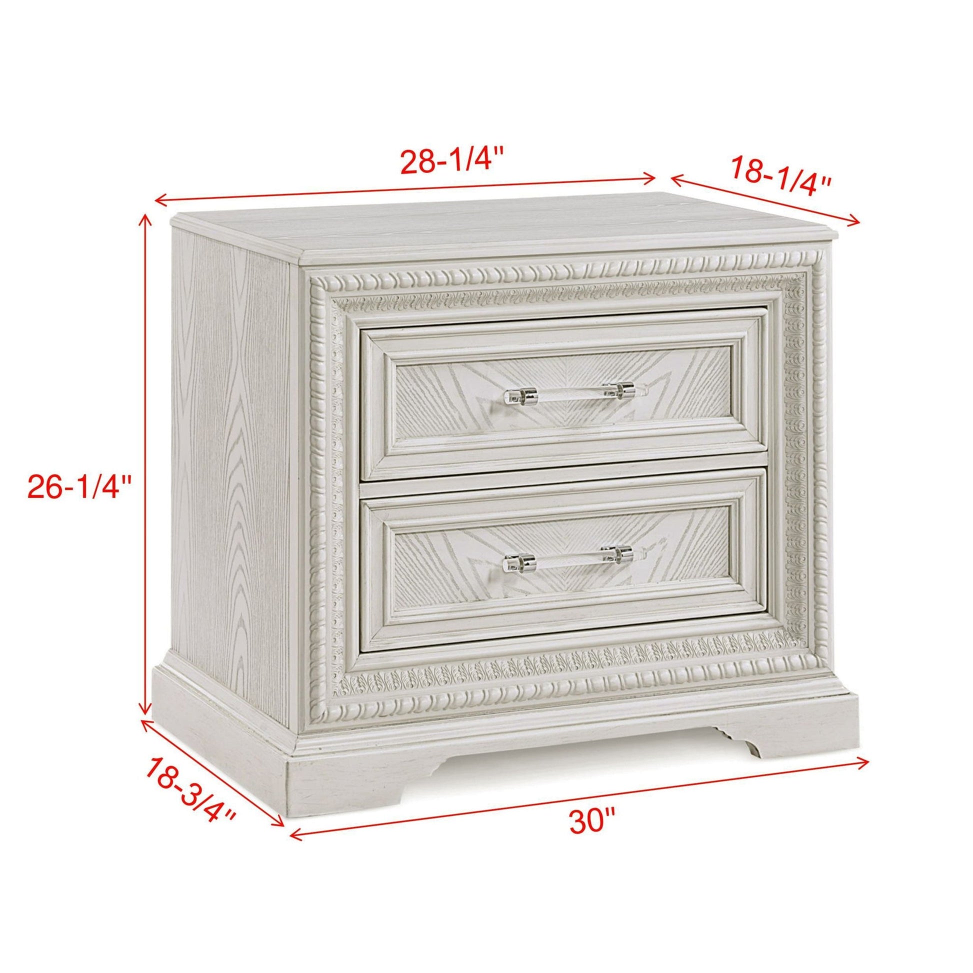 2 Drawer Storage Nightstand Bedroom Furniture - Antique White