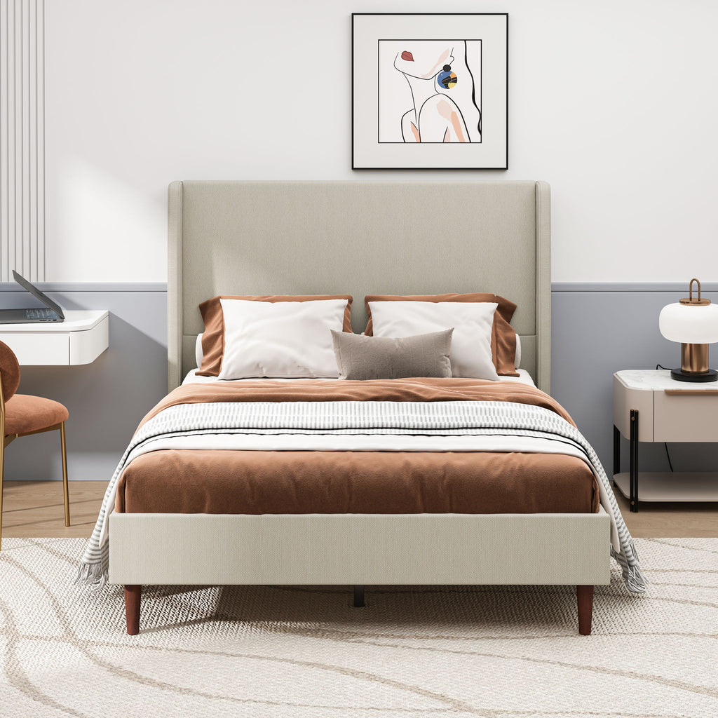 Upholstered Bed With High Headboard Design