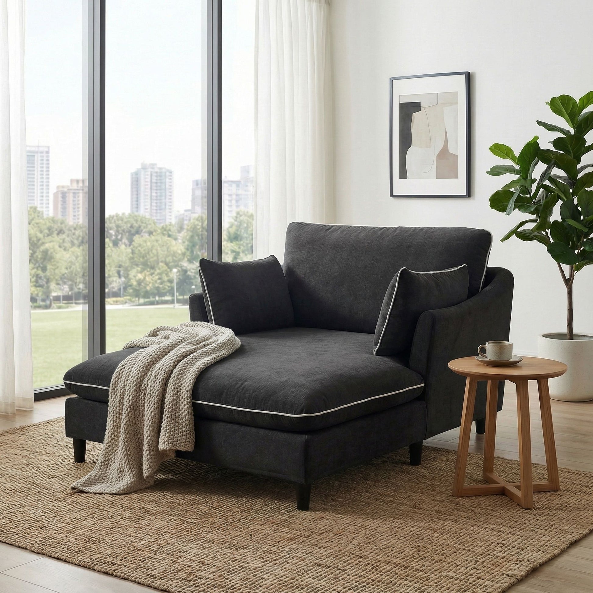 Modern Chaise Lounge Couch Sofa Bed With Pillows