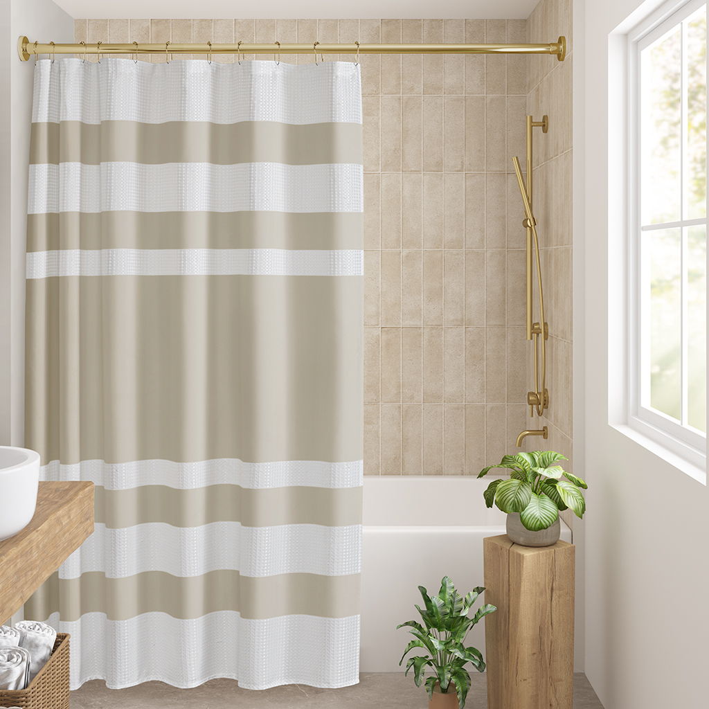 Spa Waffle - 78" Shower Curtain With 3M Treatment - Taupe