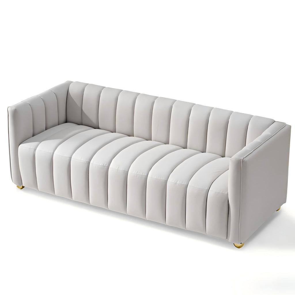 Vertical Channel Tuft Sofa For Apartment Lounge - Ivory