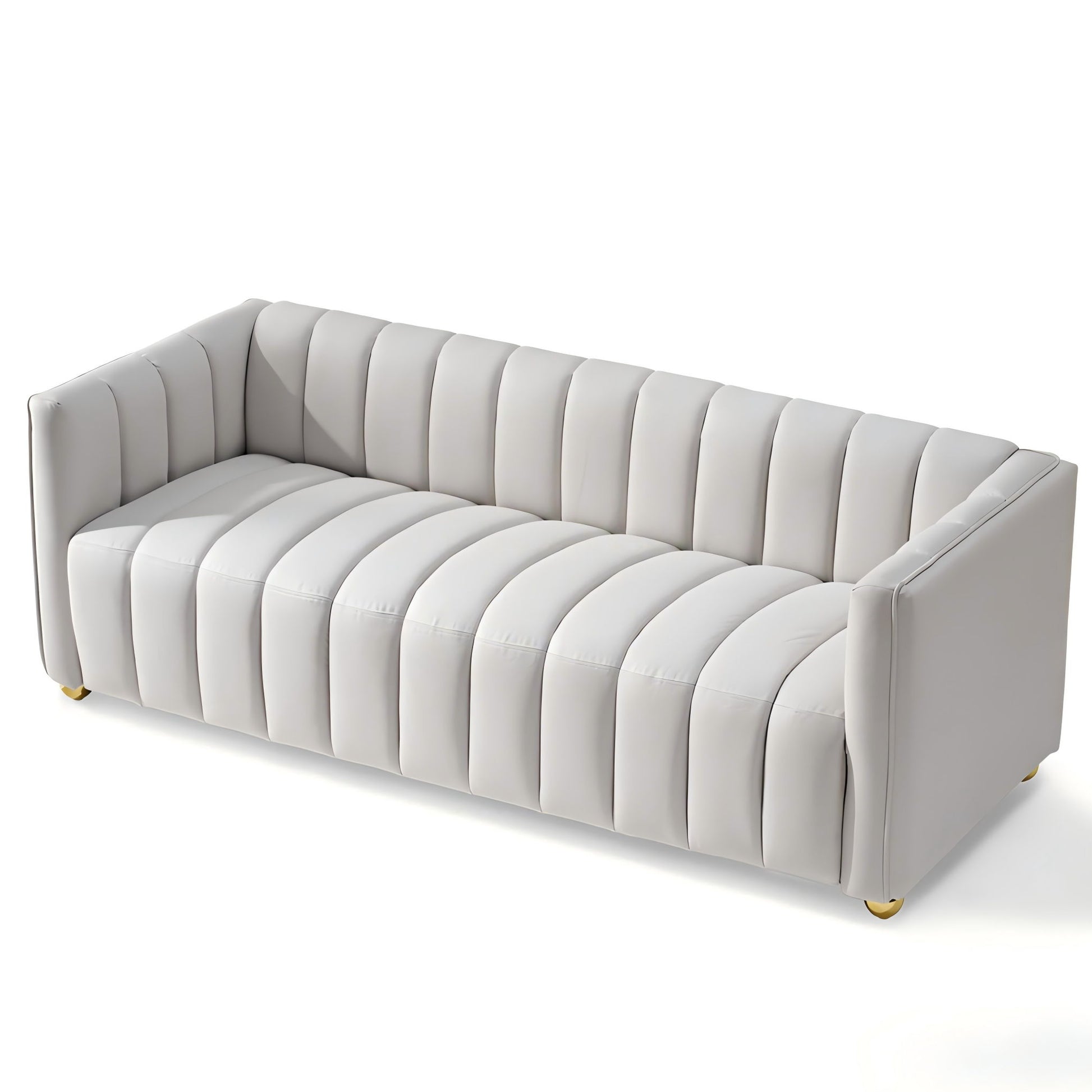 Vertical Channel Tuft Sofa For Apartment Lounge - Ivory