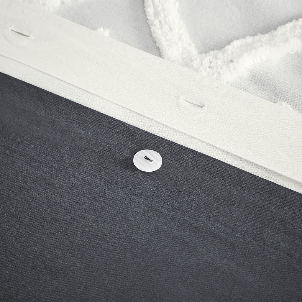 Mila - 3 Piece Duvet Cover Set With Tufting - Gray